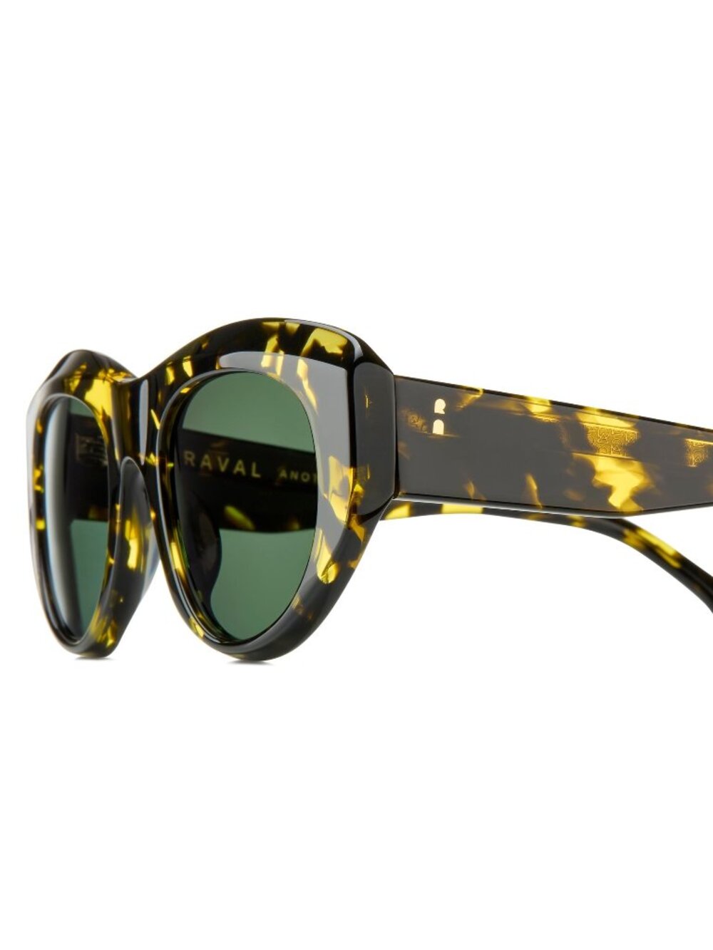 New Raval Eyewear Women's Sunglasses Havana Square Green Lens Acetate Frame HIRE